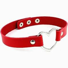 Steel Heart Daytime Red Leather Choker