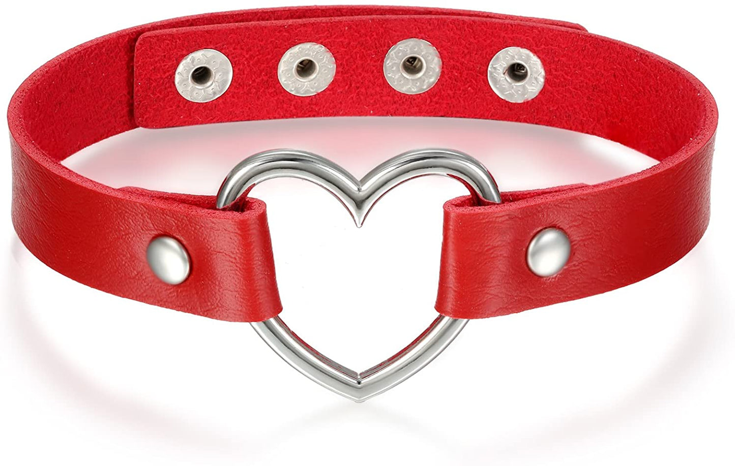 Steel Heart Daytime Red Leather Choker