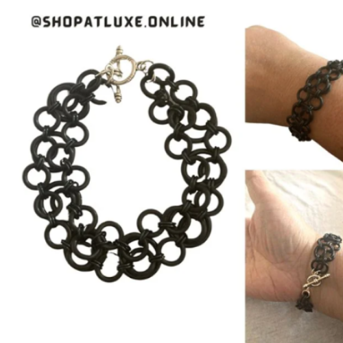 Black Stretch Weave Chainmail Bracelet