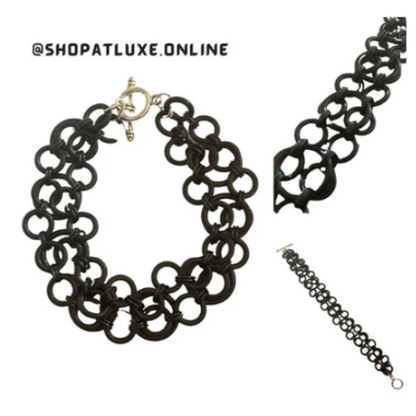 Black Stretch Weave Chainmail Bracelet