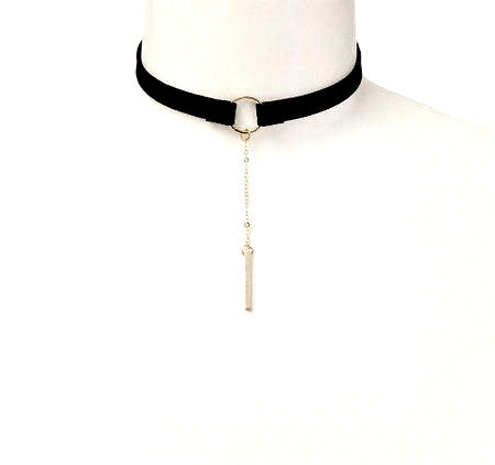 Submissive Silver Bar And O Ring Choker