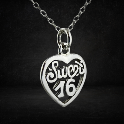 Sweet 16 Heart Birthday Charm Necklace