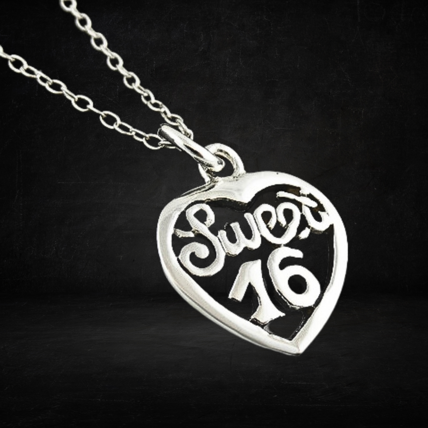 Sweet 16 Heart Birthday Charm Necklace