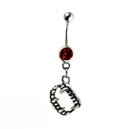 Vampire Teeth Goth 14g Steel Belly Ring