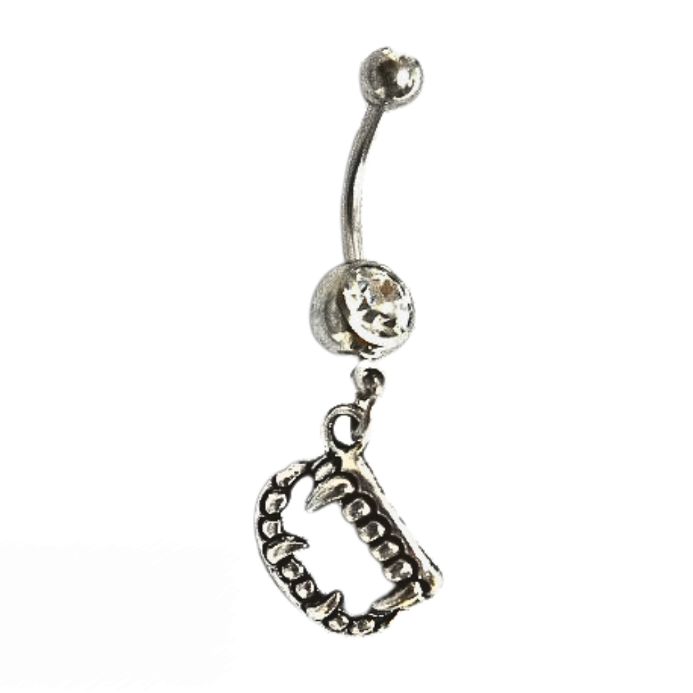 Vampire Teeth Goth 14g Steel Belly Ring