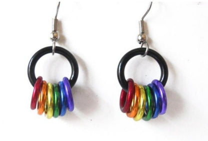 LBGTQ Pride Rainbow Rings Hoop Earrings