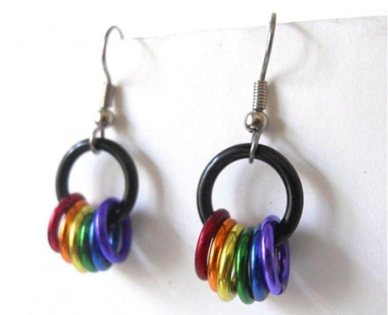 LBGTQ Pride Rainbow Rings Hoop Earrings