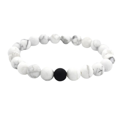 White Turquoise Bracelet With Black Bead