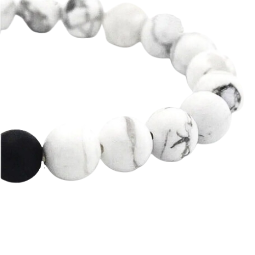 White Turquoise Bracelet With Black Bead