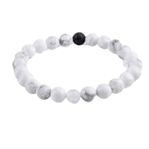 White Turquoise Bracelet With Black Bead