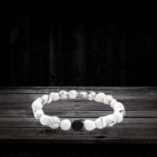 White Turquoise Bracelet With Black Bead