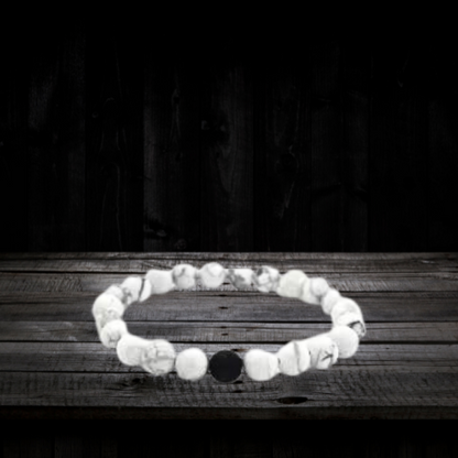 White Turquoise Bracelet With Black Bead