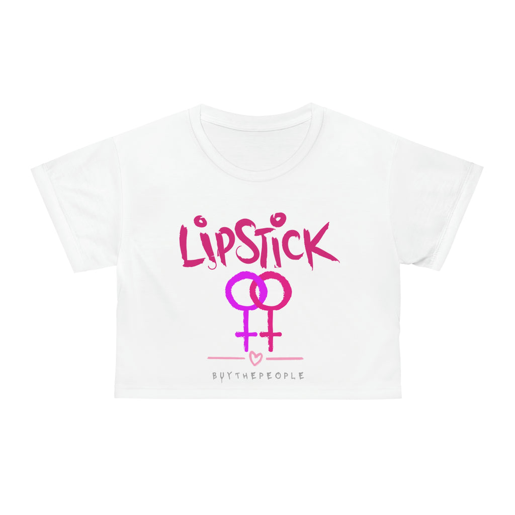 Lipstick Lesbian AOP Crop Tee With Be Yourself Logo On Reverse