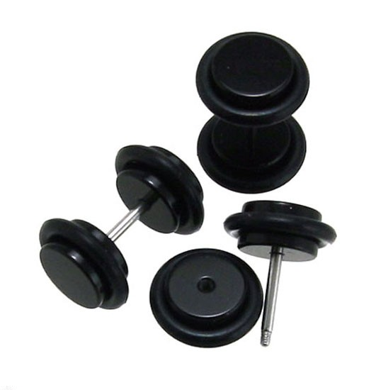 Black Acrylic 12mm Cheater Plugs 18g