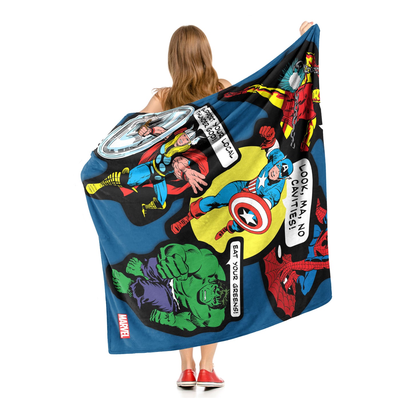 Marvel Comics, Avengers Stickers Aggretsuko Comics Silk Touch Throw Blanket, 50" x 60"