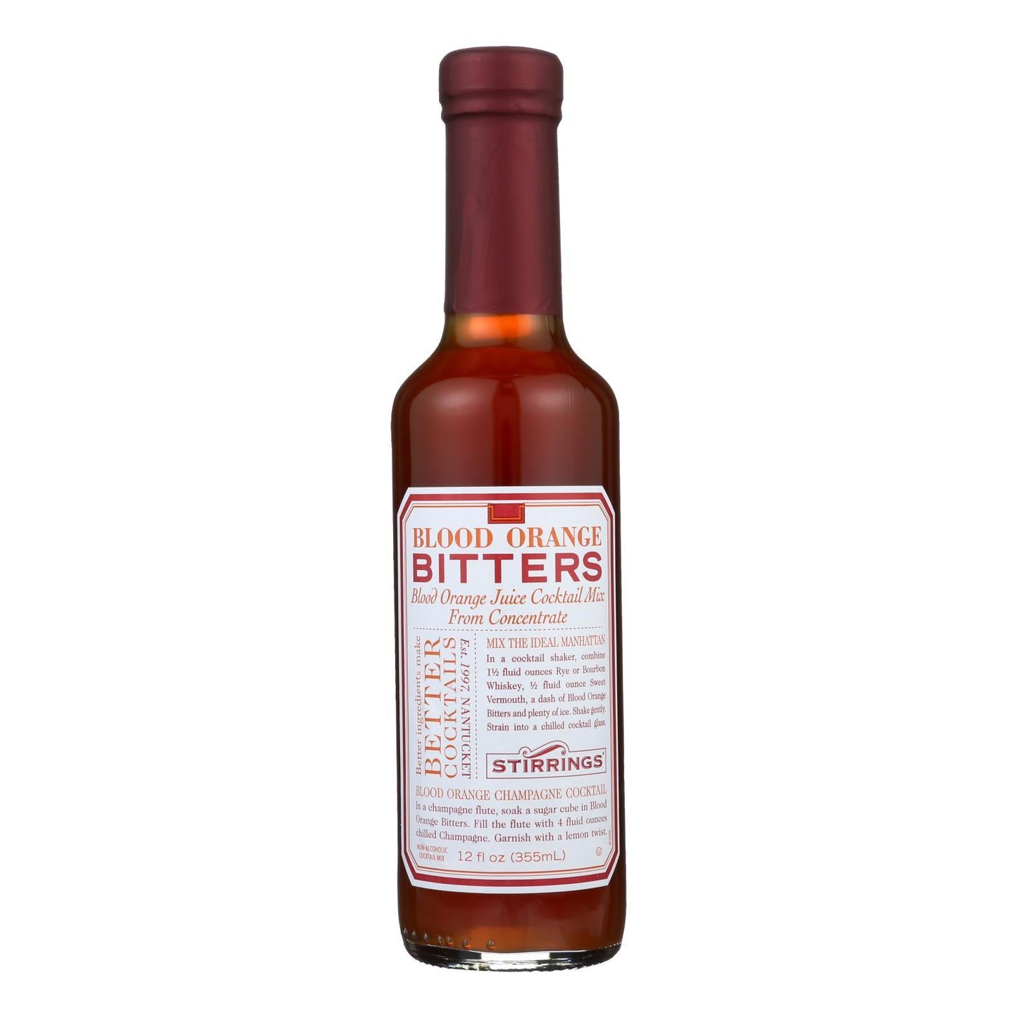 Stirrings Bar Ingredients - Blood Orange Bitters - Case of 6 - 12 Fl oz.