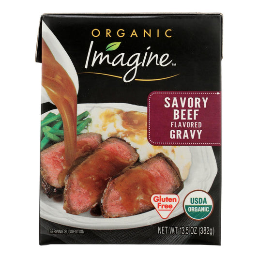 Imagine Foods Organic Gravy - Savory Beef - Case of 12 - 13.5 fl oz