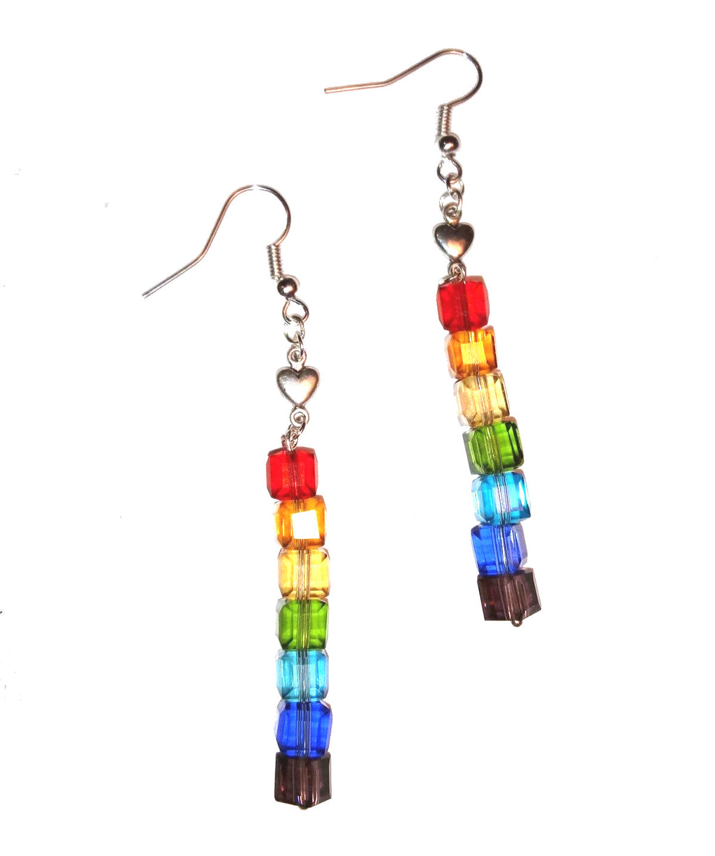Crystal Rainbow Pride Drop Earrings