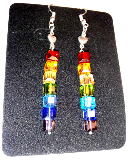 Crystal Rainbow Pride Drop Earrings