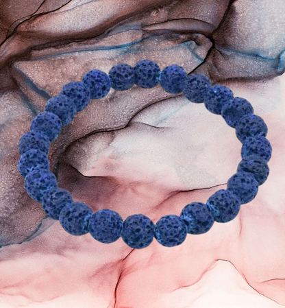 Blue Lava Rocks Beaded Bracelet